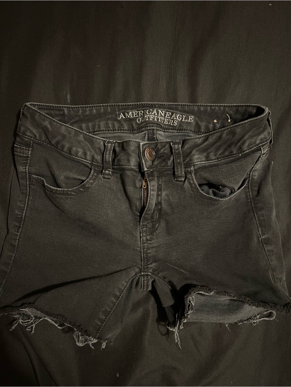 American Eagle Outfitters Black Distressed Women's Cropped Jeans Shorts